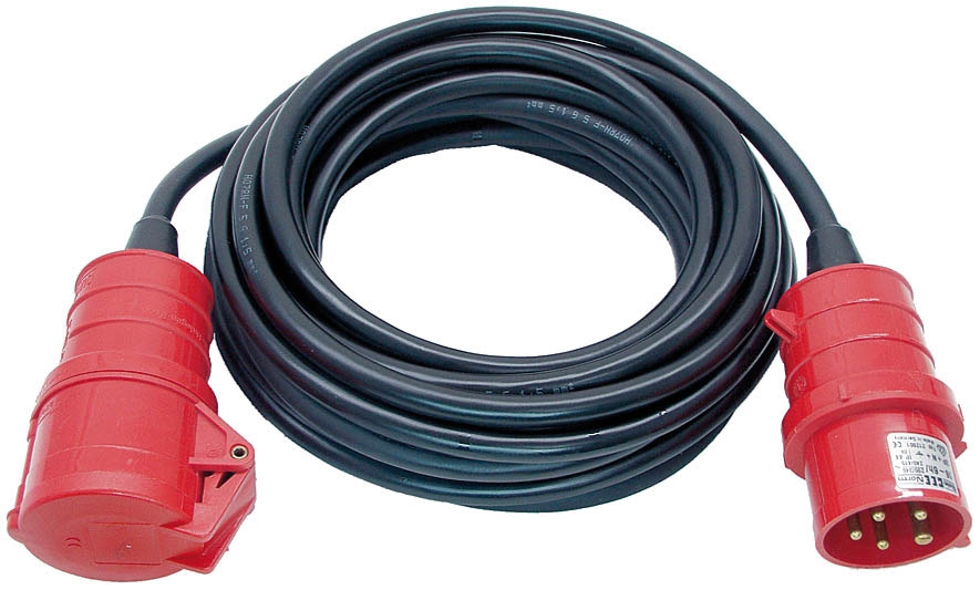 CEE extension cable 16A, black, phase inverter